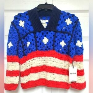 Re/Done Americana Crochet Top